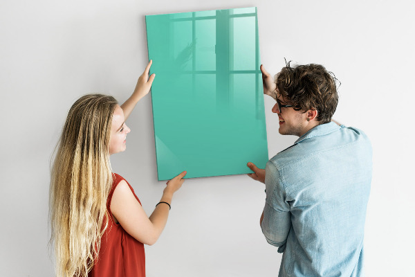 Memobord van glas met print inclusief neodymium magneten Een kleurrijk prikbord voor foto's en notities