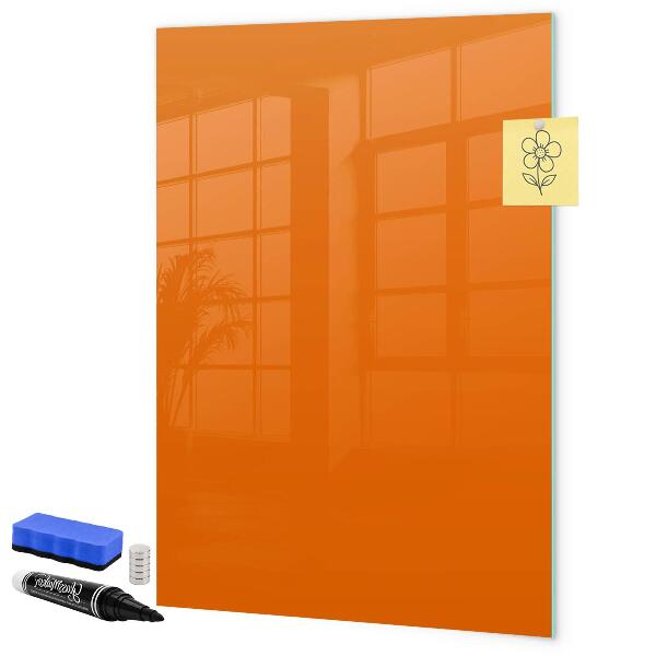 Memobord van glas met print inclusief neodymium magneten Oranje bord voor notities en foto's