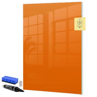 Memobord van glas met print inclusief neodymium magneten Oranje bord voor notities en foto's