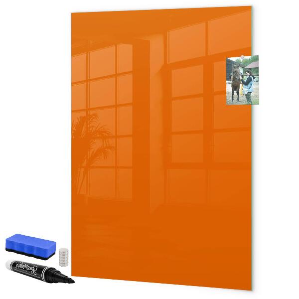 Memobord van glas met print inclusief neodymium magneten Oranje bord voor notities en foto's