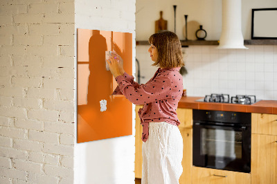 Memobord van glas met print inclusief neodymium magneten Oranje bord voor notities en foto's