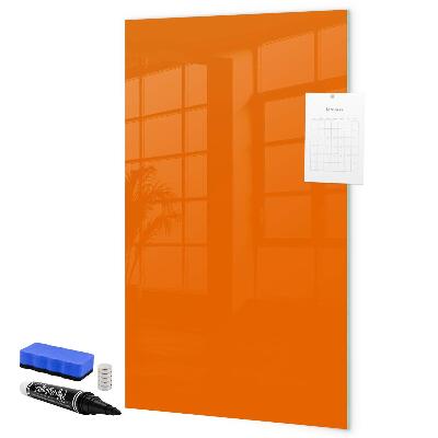 Memobord van glas met print inclusief neodymium magneten Oranje bord voor notities en foto's