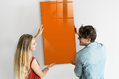 Memobord van glas met print inclusief neodymium magneten Oranje bord voor notities en foto's