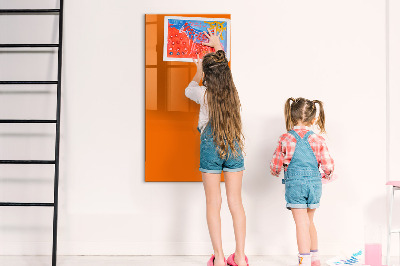 Memobord van glas met print inclusief neodymium magneten Oranje bord voor notities en foto's