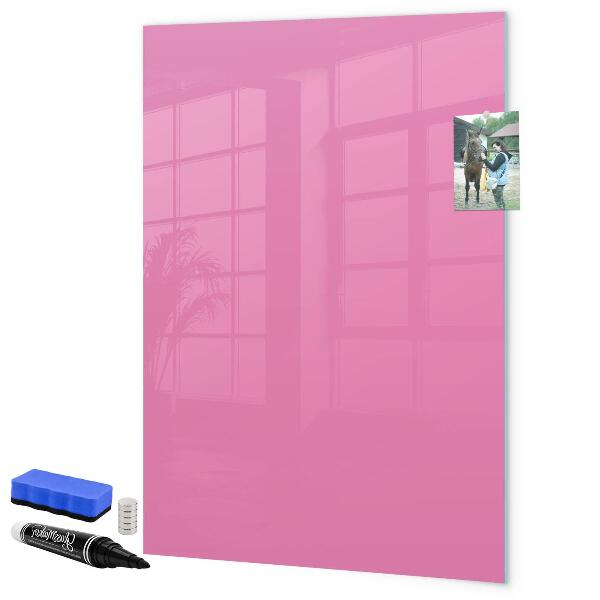 Decoratief glazen wandbord beschrijfbaar en magnetisch Roze prikbord voor notities en foto's