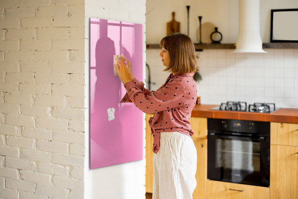 Decoratief glazen wandbord beschrijfbaar en magnetisch Roze prikbord voor notities en foto's