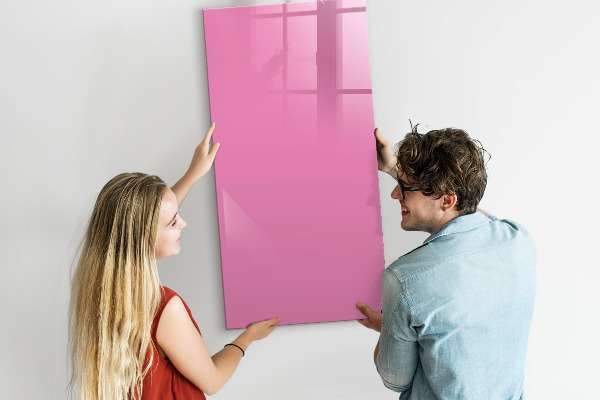 Decoratief glazen wandbord beschrijfbaar en magnetisch Roze prikbord voor notities en foto's