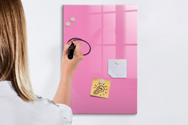 Decoratief glazen wandbord beschrijfbaar en magnetisch Roze prikbord voor notities en foto's