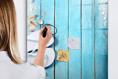 Memobord van glas met print inclusief neodymium magneten Zomerse herinneringen op een blauwe achtergrond