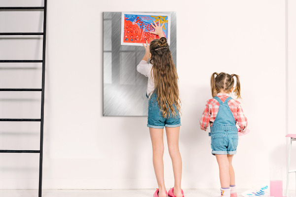 Decoratief glazen wandbord beschrijfbaar en magnetisch Metalen fotobord