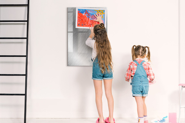 Decoratief glazen wandbord beschrijfbaar en magnetisch Metalen fotobord