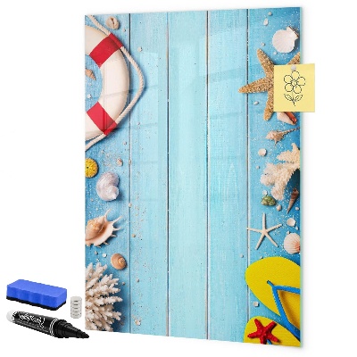 Decoratief glazen wandbord beschrijfbaar en magnetisch Zomerse herinneringen aan een omgeving aan zee