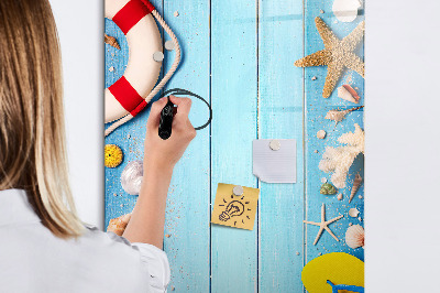 Decoratief glazen wandbord beschrijfbaar en magnetisch Zomerse herinneringen aan een omgeving aan zee