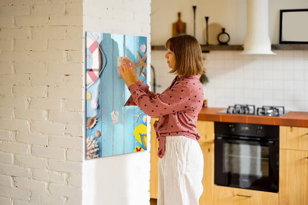 Decoratief glazen wandbord beschrijfbaar en magnetisch Zomerse herinneringen aan een omgeving aan zee