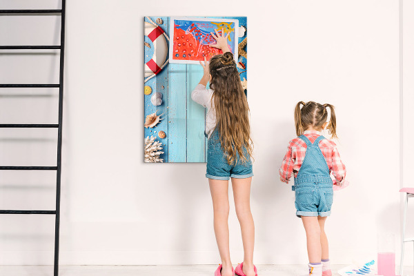 Decoratief glazen wandbord beschrijfbaar en magnetisch Zomerse herinneringen aan een omgeving aan zee