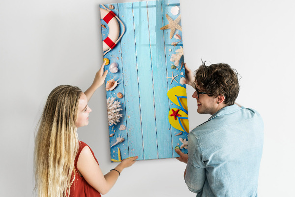 Decoratief glazen wandbord beschrijfbaar en magnetisch Zomerse herinneringen aan een omgeving aan zee
