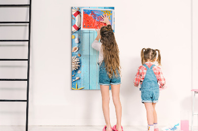 Decoratief glazen wandbord beschrijfbaar en magnetisch Zomerse herinneringen aan een omgeving aan zee