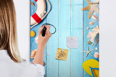 Decoratief glazen wandbord beschrijfbaar en magnetisch Zomerse herinneringen aan een omgeving aan zee