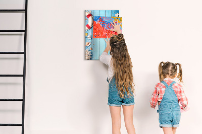 Decoratief glazen wandbord beschrijfbaar en magnetisch Zomerse herinneringen aan een omgeving aan zee