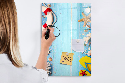 Decoratief glazen wandbord beschrijfbaar en magnetisch Zomerse herinneringen aan een omgeving aan zee