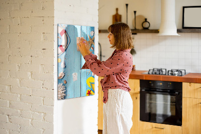 Decoratief glazen wandbord beschrijfbaar en magnetisch Zomerse herinneringen aan een omgeving aan zee