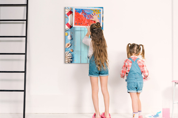 Decoratief glazen wandbord beschrijfbaar en magnetisch Zomerse herinneringen aan een omgeving aan zee