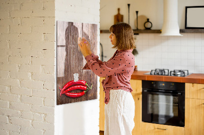 Decoratief glazen wandbord beschrijfbaar en magnetisch Papieren herinneringen en hete pepers