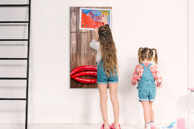 Decoratief glazen wandbord beschrijfbaar en magnetisch Papieren herinneringen en hete pepers