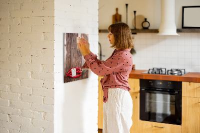 Decoratief glazen wandbord beschrijfbaar en magnetisch Papieren herinneringen en hete pepers