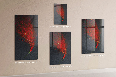Decoratief glazen wandbord beschrijfbaar en magnetisch Papieren herinneringen en hete pepers