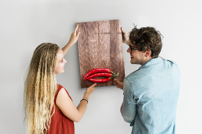 Decoratief glazen wandbord beschrijfbaar en magnetisch Papieren herinneringen en hete pepers