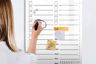 Memobord van glas met print inclusief neodymium magneten Plan je taken en aankopen in stijl.