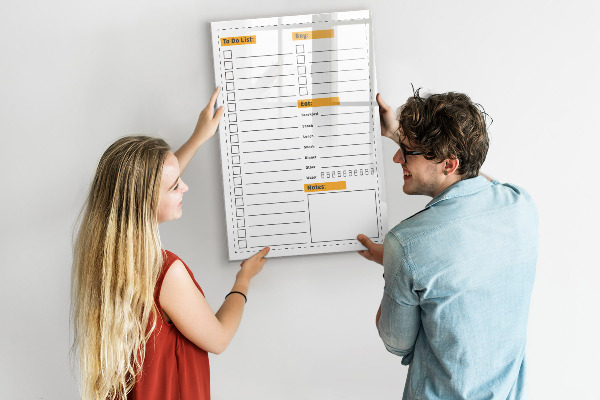 Memobord van glas met print inclusief neodymium magneten Plan je taken en aankopen in stijl.