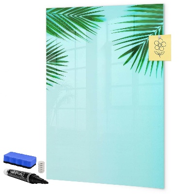 Decoratief glazen wandbord beschrijfbaar en magnetisch Groene bladeren en herinneringen in foto's