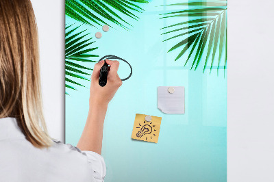 Decoratief glazen wandbord beschrijfbaar en magnetisch Groene bladeren en herinneringen in foto's