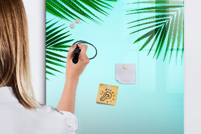 Decoratief glazen wandbord beschrijfbaar en magnetisch Groene bladeren en herinneringen in foto's