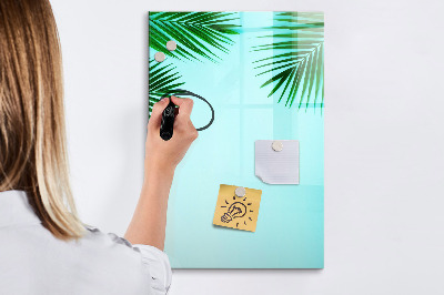 Decoratief glazen wandbord beschrijfbaar en magnetisch Groene bladeren en herinneringen in foto's