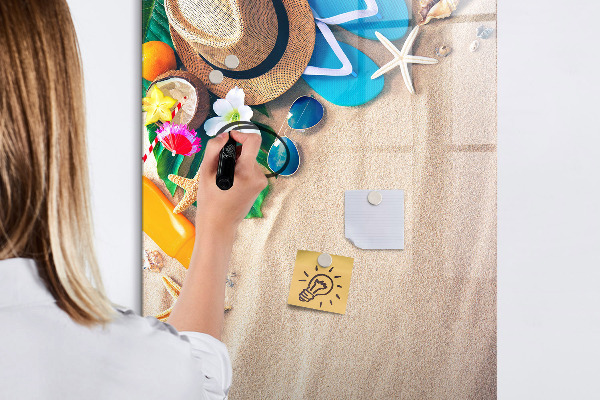 Decoratief glazen wandbord beschrijfbaar en magnetisch Een creatief moodboard voor vakantieherinneringen
