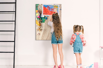 Decoratief glazen wandbord beschrijfbaar en magnetisch Een creatief moodboard voor vakantieherinneringen