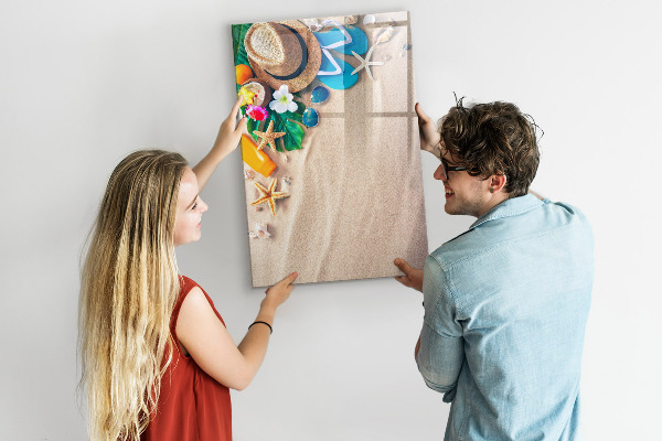 Decoratief glazen wandbord beschrijfbaar en magnetisch Een creatief moodboard voor vakantieherinneringen