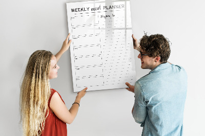 Decoratief glazen wandbord beschrijfbaar en magnetisch Maaltijdplanner voor elke week