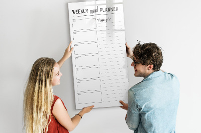 Decoratief glazen wandbord beschrijfbaar en magnetisch Maaltijdplanner voor elke week