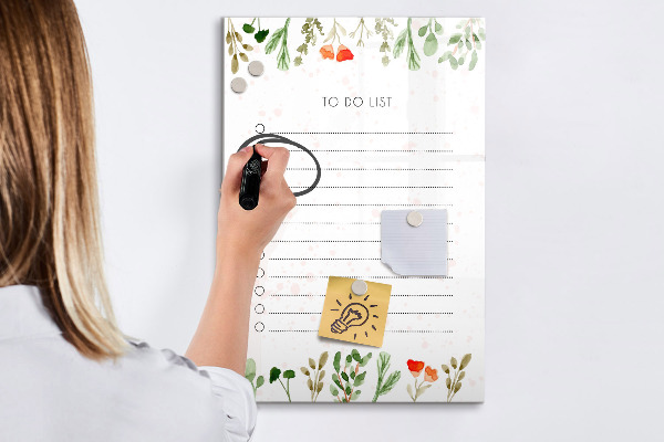 Memobord van glas met print inclusief neodymium magneten Takenlijst met ruimte voor foto's