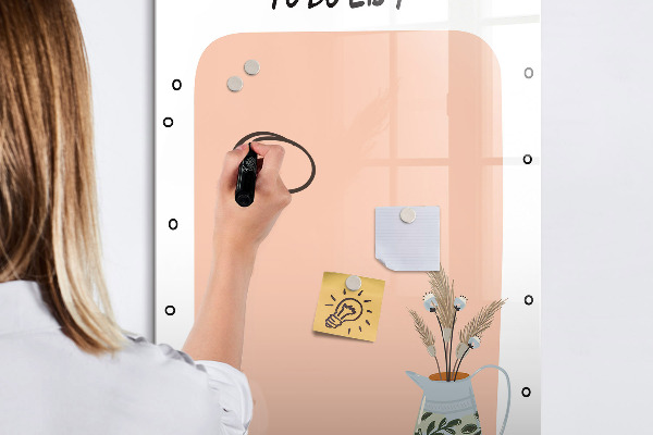 Decoratief glazen wandbord beschrijfbaar en magnetisch Planning- en notitiebord