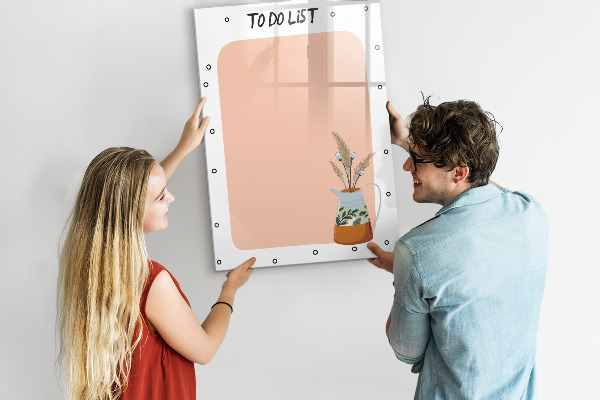 Decoratief glazen wandbord beschrijfbaar en magnetisch Planning- en notitiebord