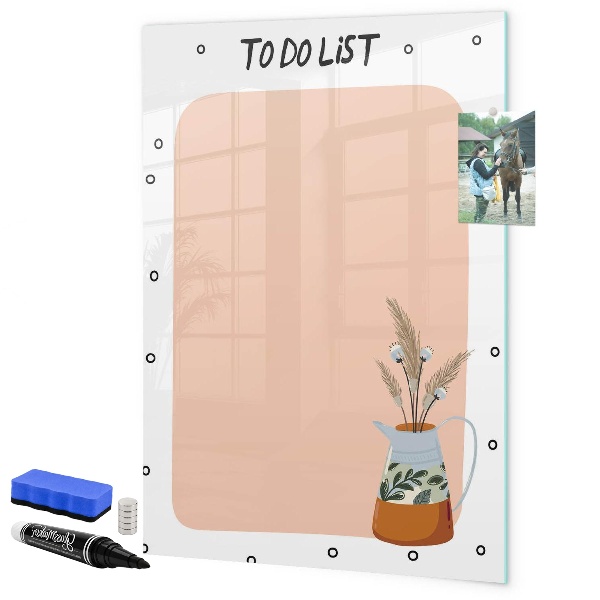 Decoratief glazen wandbord beschrijfbaar en magnetisch Planning- en notitiebord
