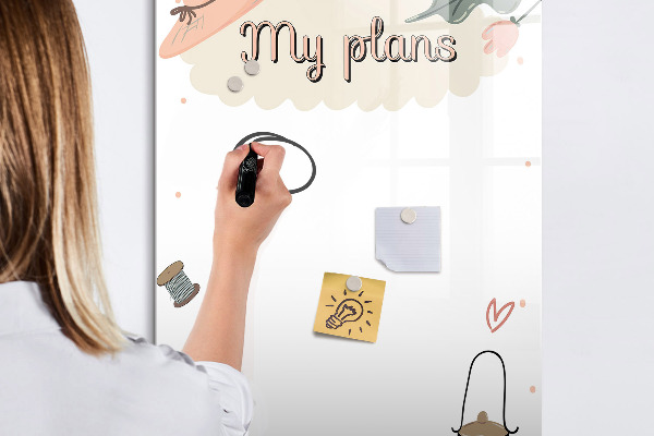 Memobord van glas met print inclusief neodymium magneten Plannen maken met plezier en creativiteit