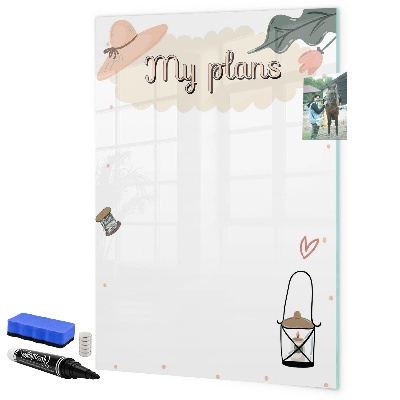 Memobord van glas met print inclusief neodymium magneten Plannen maken met plezier en creativiteit