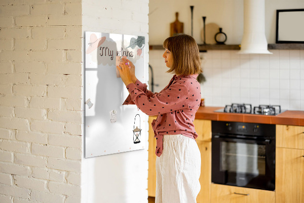Memobord van glas met print inclusief neodymium magneten Plannen maken met plezier en creativiteit
