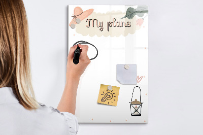 Memobord van glas met print inclusief neodymium magneten Plannen maken met plezier en creativiteit